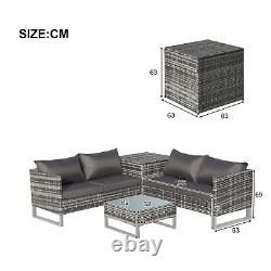 Rattan Garden Furniture Set Outdoor Patio Corner Sofa Set Coffee Table Cushions