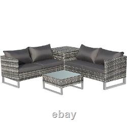 Rattan Garden Furniture Set Outdoor Patio Corner Sofa Set Coffee Table Cushions