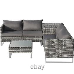 Rattan Garden Furniture Set Outdoor Patio Corner Sofa Set Coffee Table Cushions