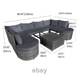 Rattan Garden Furniture Set Outdoor Patio Corner Sofa Set Cushion Mixed Grey