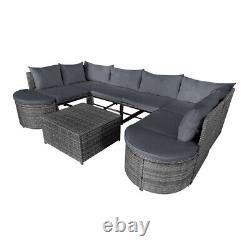 Rattan Garden Furniture Set Outdoor Patio Corner Sofa Set Cushion Mixed Grey