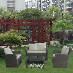 Rattan Garden Furniture Set Patio 4 Seater Armchairs Table FREE COVER SFS009