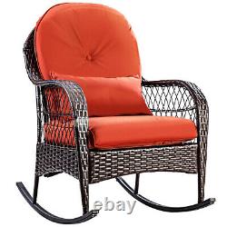 Rattan Garden Furniture Set Wicker Metal Rocking Armchair Outdoor Patio Cushions