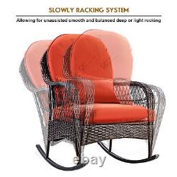 Rattan Garden Furniture Set Wicker Metal Rocking Armchair Outdoor Patio Cushions