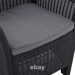 Rattan Garden Furniture Set with 2 High Back Wicker Armchairs and Storage Table