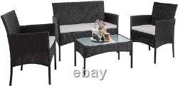 Rattan Garden Furniture Set with Coffee Table, Double Seated Sofa and 2 Chairs
