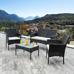 Rattan Garden Furniture Set with Coffee Table, Double Seated Sofa and 2 Chairs