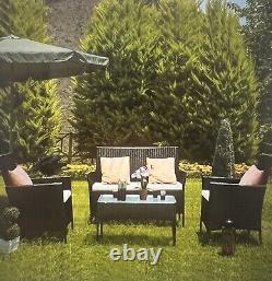 Rattan Garden Furniture Set with Coffee Table, Double Seated Sofa and 2 armchair