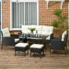 Rattan Garden Furniture Set With2 Armchairs Sofa 2 Footstools Table Cushions