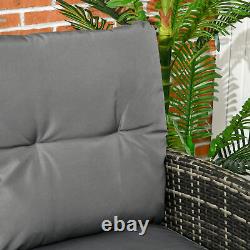 Rattan Garden Furniture Set with2 Armchairs Sofa 2 Footstools Table Cushions Grey