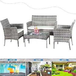 Rattan Garden Furniture Set4 Piece Table Chairs Sofa Wicker Outdoor Patio Set