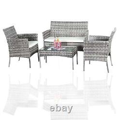 Rattan Garden Furniture Set4 Piece Table Chairs Sofa Wicker Outdoor Patio Set