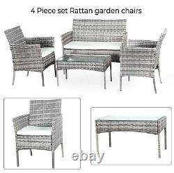 Rattan Garden Furniture Set4 Piece Table Chairs Sofa Wicker Outdoor Patio Set