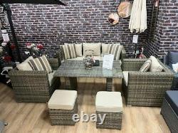 Rattan Garden Furniture Sofa Dining Table Set Chairs and Stools