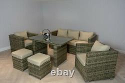 Rattan Garden Furniture Sofa Dining Table Set Chairs and Stools