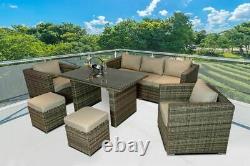 Rattan Garden Furniture Sofa Dining Table Set Chairs and Stools