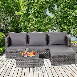 Rattan Garden Furniture Sofa Patio Conservatory Wicker withCushion 4-Seater Grey