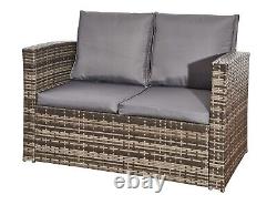 Rattan Garden Furniture Sofa Set 4piece Grey corner L Shaped/Gas Fire Pit Table