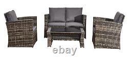 Rattan Garden Furniture Sofa Set 4piece Grey corner L Shaped/Gas Fire Pit Table