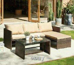 Rattan Garden Furniture Sofa Set Brown or Black Patio Outdoor Corner Lounge Seat