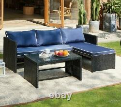 Rattan Garden Furniture Sofa Set Brown or Black Patio Outdoor Corner Lounge Seat