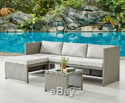 Rattan Garden Furniture Sofa Set Grey or Black Patio Outdoor Corner Lounge Set