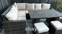 Rattan Garden Furniture Sofa Set Outdoor Patio Corner Brown / Beige with cover