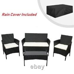 Rattan Garden Furniture Sofa Set with Chairs 4 Seats for Outdoor Patio Balcony