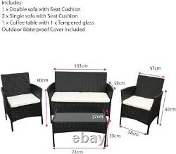 Rattan Garden Furniture Sofa Set with Chairs 4 Seats for Outdoor Patio Balcony