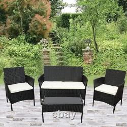 Rattan Garden Furniture Sofa Set with Chairs 4 Seats for Outdoor Patio Balcony