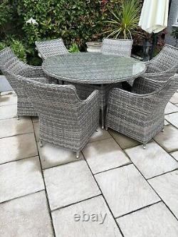 Rattan Garden Furniture Table & Chairs Patio Set Grey £700