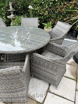 Rattan Garden Furniture Table & Chairs Patio Set Grey £700