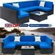 Rattan Garden Furniture U Corner Sofa Set Black Outdoor Patio Blue Withcushions Uk