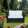 Rattan Garden Furniture Weave Wicker 2-seater Sofa With Cushion