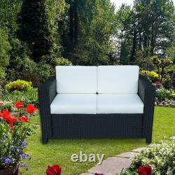 Rattan Garden Furniture Weave Wicker 2-Seater Sofa with Cushion
