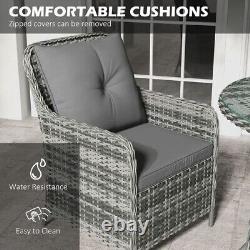 Rattan Garden Furniture With Umbrella Cushions Mix Grey 6 Pieces Outsunny