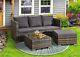 Rattan Garden Furniture Sofa Set L Shaped Corner Grey 3piece Outdoor Dining