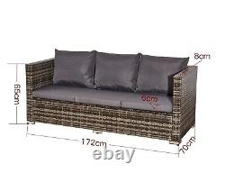 Rattan Garden Furniture sofa Set L Shaped Corner Grey 3piece Outdoor Dining