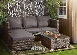 Rattan Garden Furniture sofa Set L Shaped Corner Grey 3piece Outdoor Dining