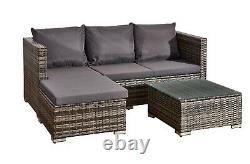 Rattan Garden Furniture sofa Set L Shaped Corner Grey 3piece Outdoor Dining