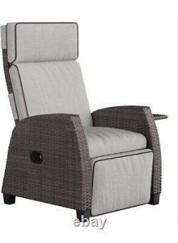 Rattan Garden Home Recliner Armchair Adjustable Furniture Chair Side Table