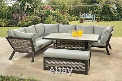 Rattan Garden Outdoor Furniture, Marlborough Corner Set, High Quality Grey Set