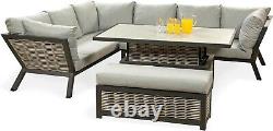 Rattan Garden Outdoor Furniture, Marlborough Corner Set, High Quality Grey Set