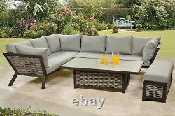 Rattan Garden Outdoor Furniture, Marlborough Corner Set, High Quality Grey Set