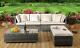 Rattan Garden Patio Furniture Outdoor 4 Piece Set Sofa, Ottoman, Coffee Table
