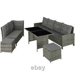 Rattan Garden Patio Furniture Set Sofas Stool Glass Table Outdoor Grey Beige new