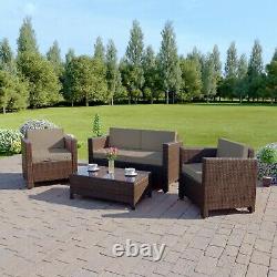 Rattan Garden Patio Sofa Table Set Furniture Conservatory 4 Piece Armchair