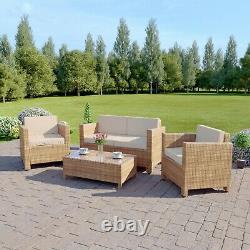 Rattan Garden Patio Sofa Table Set Furniture Conservatory 4 Piece Armchair