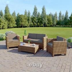 Rattan Garden Patio Sofa Table Set Furniture Conservatory 4 Piece Armchair