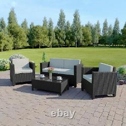 Rattan Garden Patio Sofa Table Set Furniture Conservatory 4 Piece Armchair